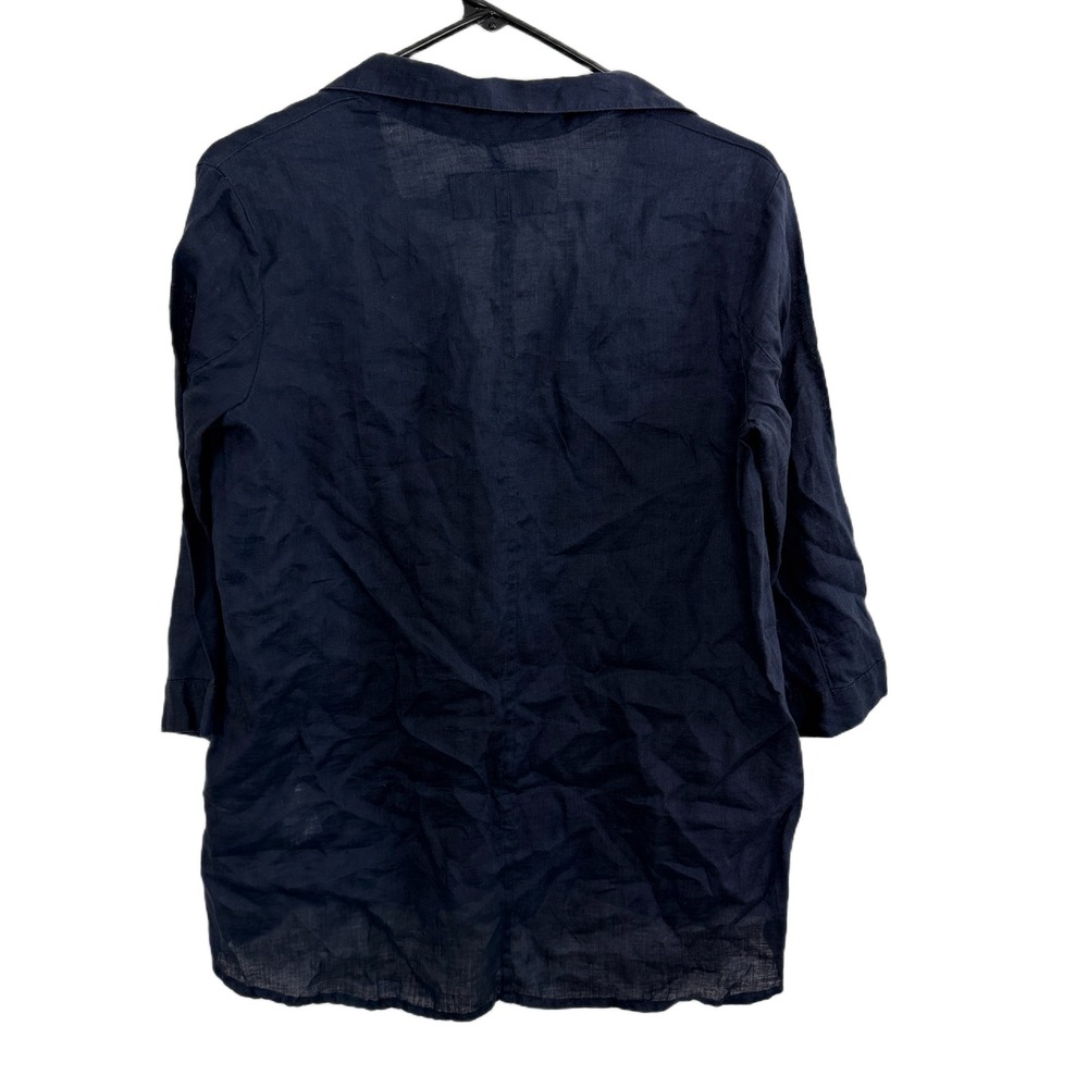 Katestorm Linen Top Womens Size 36 Blue Shirt Shell Button Up Resort Travel 3/4 - Picture 7 of 10